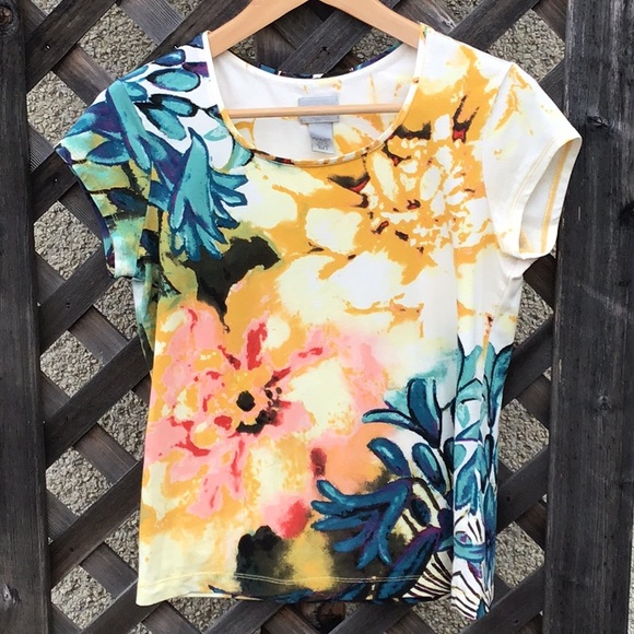 Chico’s beautiful colors t shirt top round neck - Picture 1 of 13